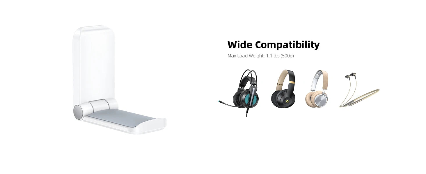 Computer Game Accessories Suitable Small Hanging Headphone Stand Foldable Hook Mount  For School Dormitory Home Office Black