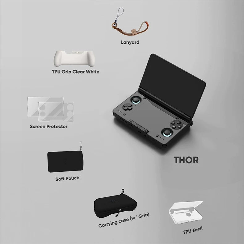 AYN THOR Gaming Accessories Dual Screen Flip Up Handheld Device Protective Case Storage Bag Lanyard Soft Bag For AYN THOR