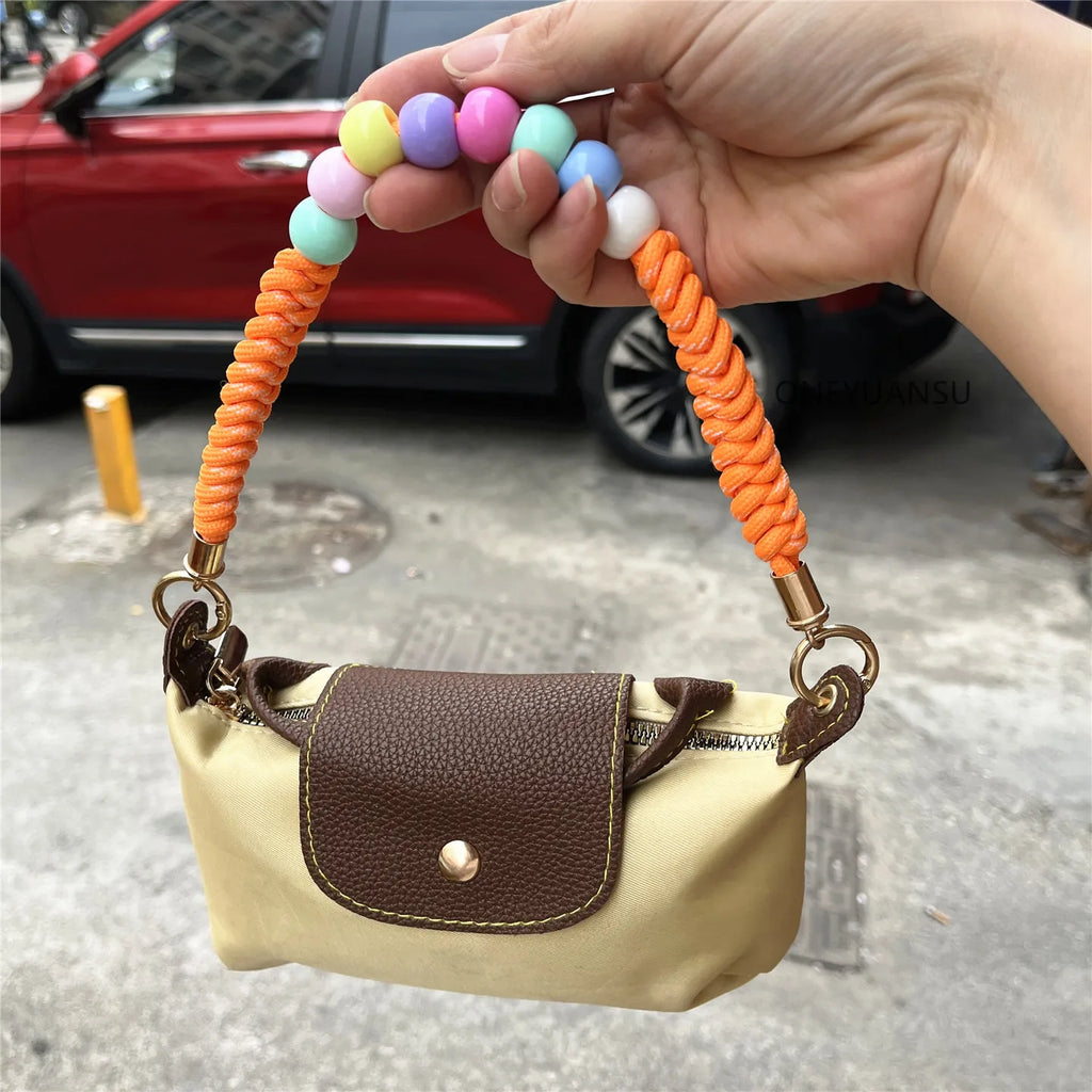 Phone Accessories Beaded Hand Strap Gold Key Ring Keychain Lanyard Colorful Bracelet Telephone Accessories Luxury Wrist Strap