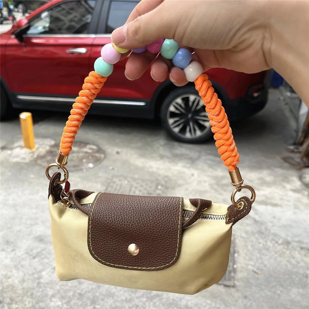 Phone Accessories Beaded Hand Strap Gold Key Ring Keychain Lanyard Colorful Bracelet Telephone Accessories Luxury Wrist Strap