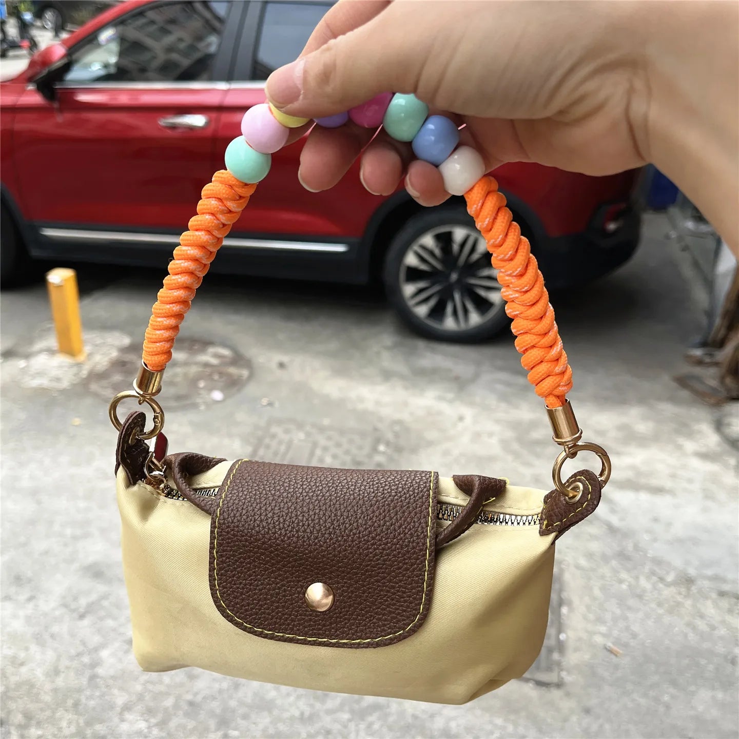 Phone Accessories Beaded Hand Strap Gold Key Ring Keychain Lanyard Colorful Bracelet Telephone Accessories Luxury Wrist Strap